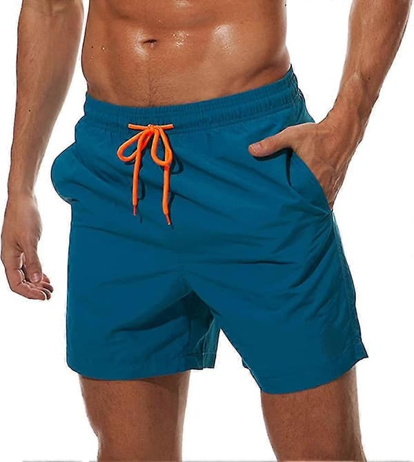 Hurtigtørrende badeshorts til mænd med netfor, strandshorts med lommer [BEMS]