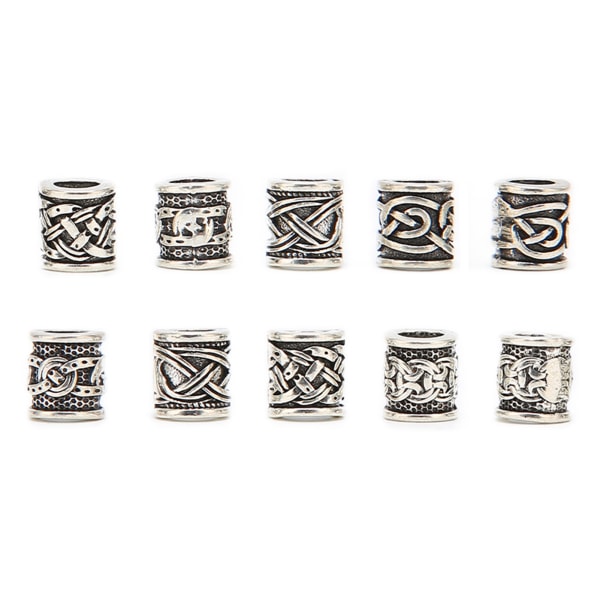 TIMH 10 ST Viking Beard Beads Legering Antik Norse Dreadlock Beads för skägghår DIY Armband Halsband