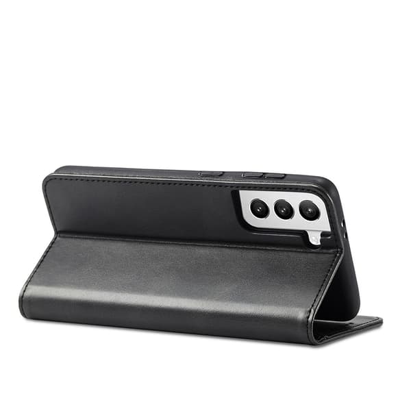 【BEMS】Compatible with Samsung Galaxy S21 Plus - Leather Flip Case - Black Black Svart