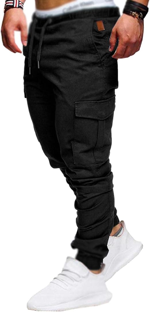【BEMS】Joggebukser for menn Cargobukser Treningsbukser med elastisk midje Plus