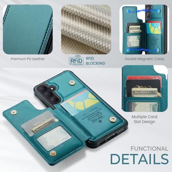 Samsung Galaxy S26 5G Cover med Kortplads RFID Beskyttelse Grön