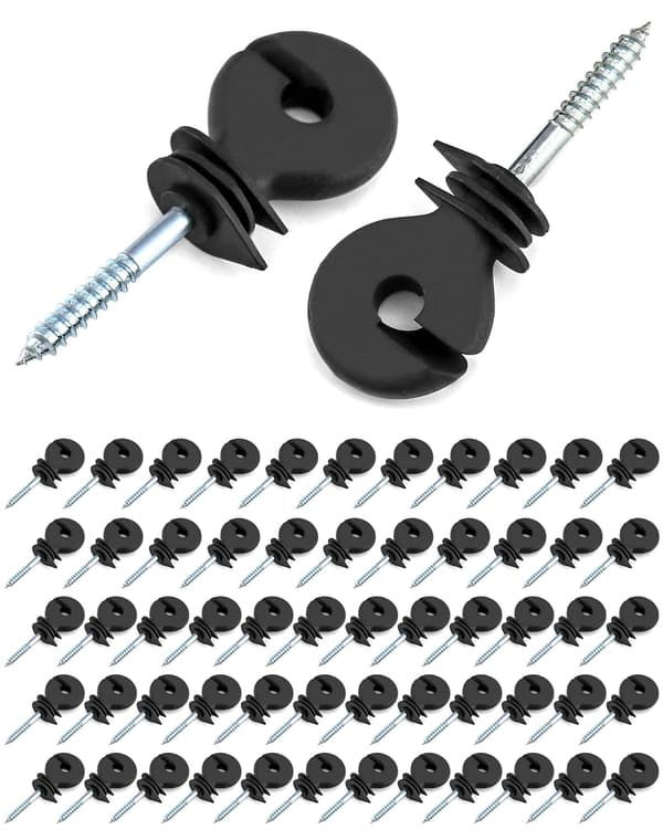 60 stycken ringisolatorer, elstängselisolator, för rep, trådar och trådar.
