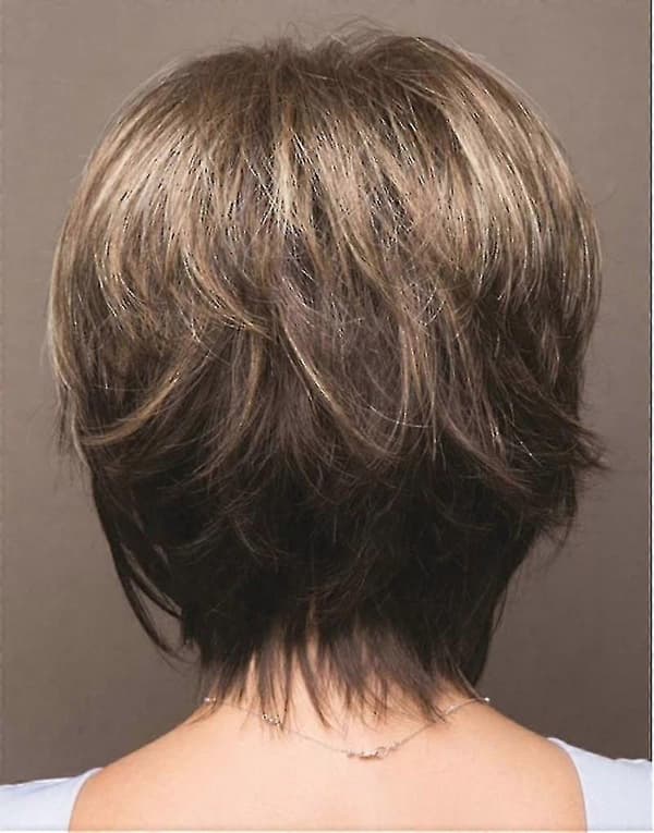 Blond Brun Kort Hår Peruk Damperuk - JA