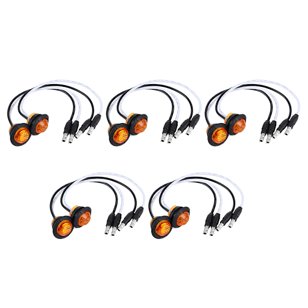 10 st 3/4 tum LED Sidomarkörlampa Klarhetslampa med DC-terminal 12V för Bil Trailer Lastbil Yacht Amber