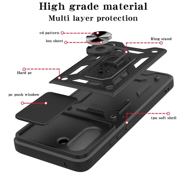 【BEMS】OnePlus Nord CE5 Armor Metal Ring Camera Slider Case - Black Svart black
