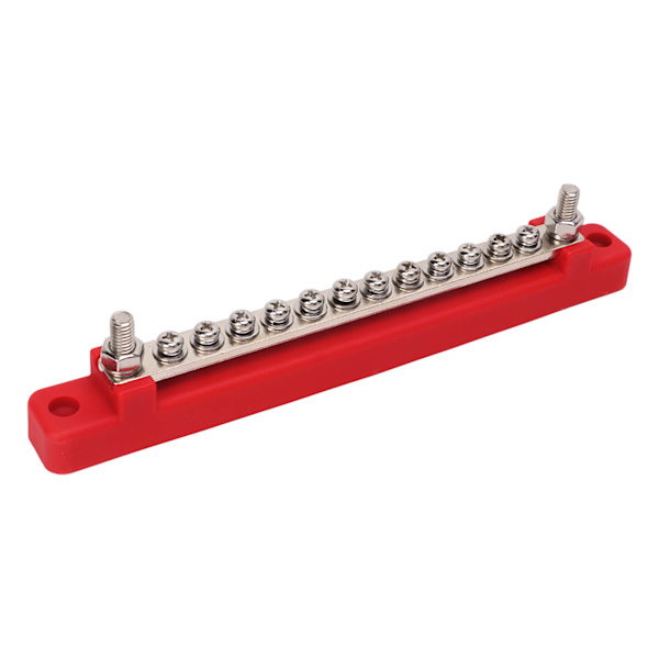Virranjakoblokki 12 navalla Bus Bar Set 2xM6 napa 12xM4 ruuviliittimen akkukotelot autoihin Asuntoautoihin laivoihin jahteihin Punainen