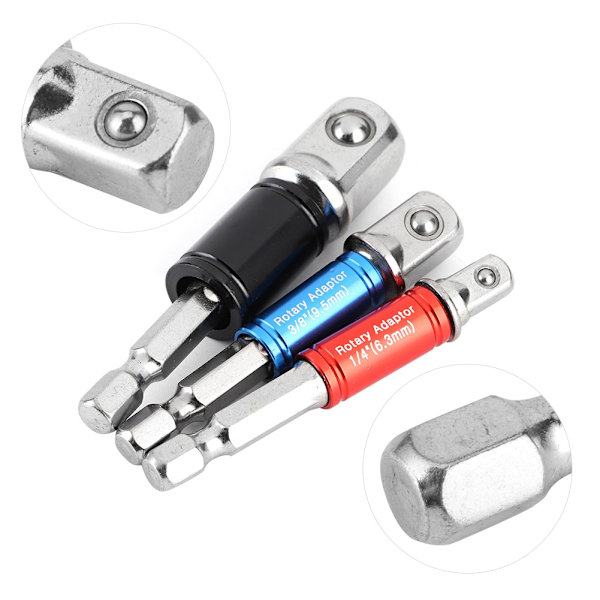 3 st/set sexkantsborrhylsa Adapter Drive Elektrisk slagskruvdragare 1/4in 3/8in 1/2in Typ C