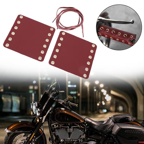 【BEMS】Motorcykel läderstyre Handgreppsöverdrag Motorcykelmodifieringstillbehör (röd)