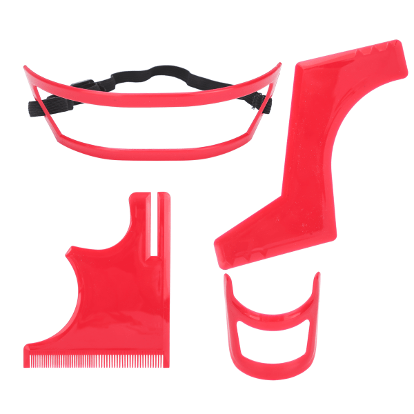Skjeggformingsverktøysett Skjeggstyling Klipping Hårfeste pleie Rødt skjeggmalsett i plast++/