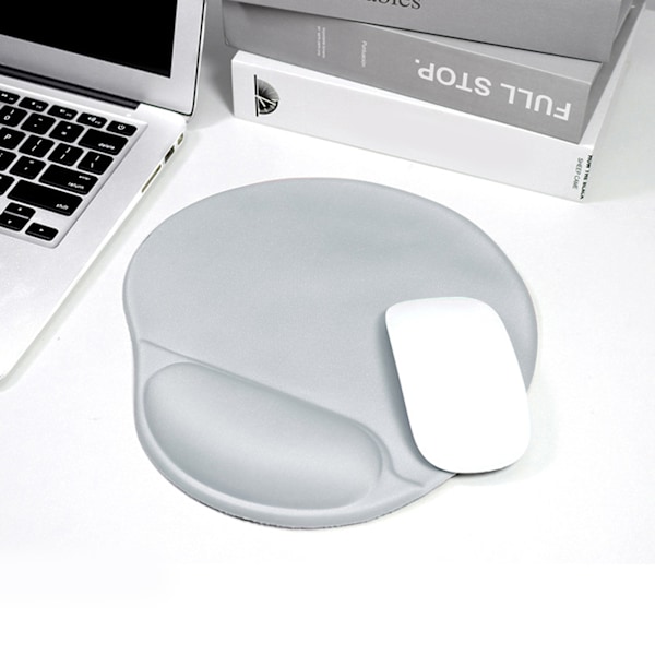 Handledsstöd Musmatta Grå Mjuk Silikon Ergonomisk Design Halkfri PU Botten Mus Handledsdyna för Kontorsarbete Spel Grå