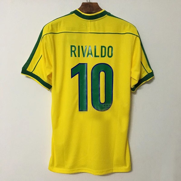 VM 1998 Brasilien kotipaita lyhyt retropaita 1998 Ronaldo Jr. Rivaldo jalkapallopaita L NO.10