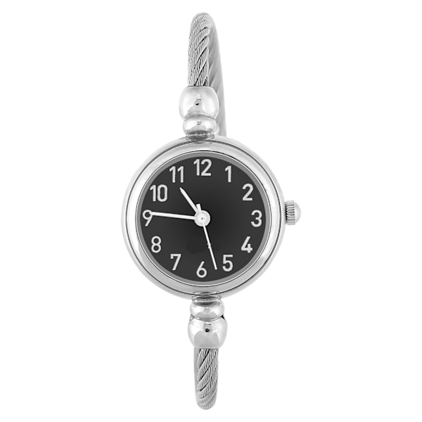 Analog Kvarts Armbandsur med Rund Urtavla och Metallarmband (Arabiska Siffror Svart Urtavla)