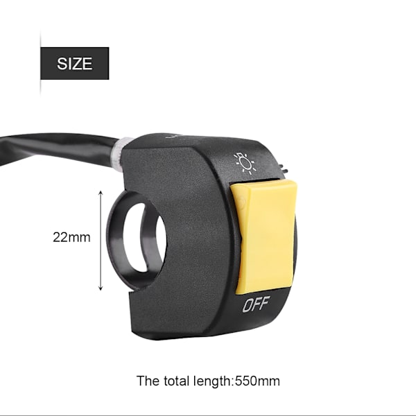 Motorcykel 7/8 tommer Styremonteret LED Forlygte Tænd/Sluk Kontakt med Gul Knap