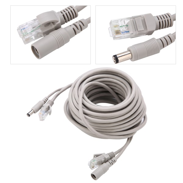 5M/10M/15M/20M RJ45+DC Ethernet CCTV Kabel til IP Kameraer NVR System 10Mbps100Mbps (15M)