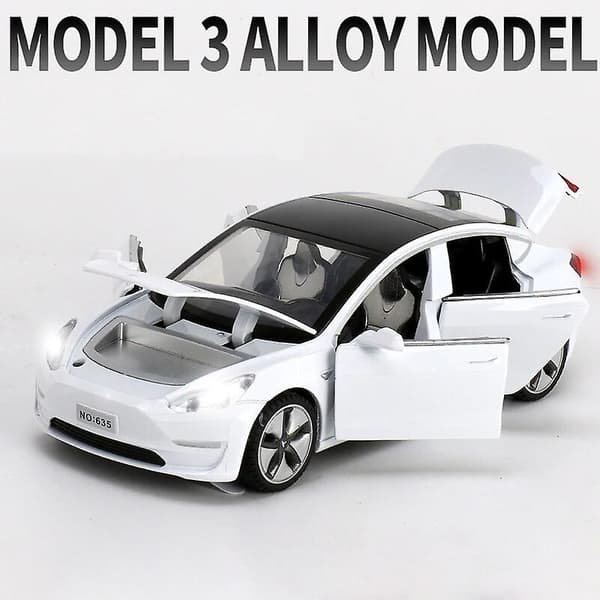 1:32 Tesla Model X Model 3 Model S Model Y Legeringsbilmodel Støbt legetøjsbil Lyd og lys Børnelegetøj Til børn Gaver Drengelegetøj Model 3 White