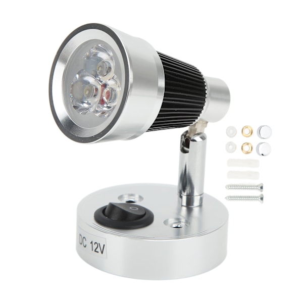 LED Svingbar Leselampe 90° Justerbar RV Spotlight Innvendig Belysning for Bobil Trailer Campingvogn Båt Varmt Hvit Lys