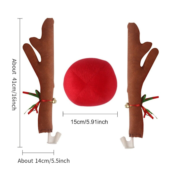 Joulupukki-auton koristeet - Hirven sarvet ja nenä - Jouluautojen koristelu