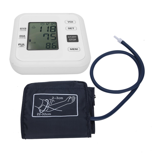 TIMH Hushålls-LCD Digital blodtrycksmätare Exakt överarmsblodtrycksmätare Vit utan röst