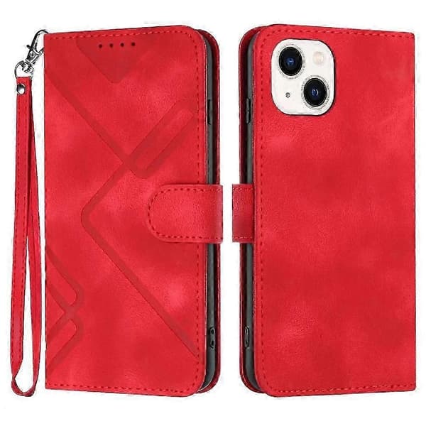 Etui til iPhone 14 Magnetisk Flip-etui i PU-læder med kortplads og stativ Red
