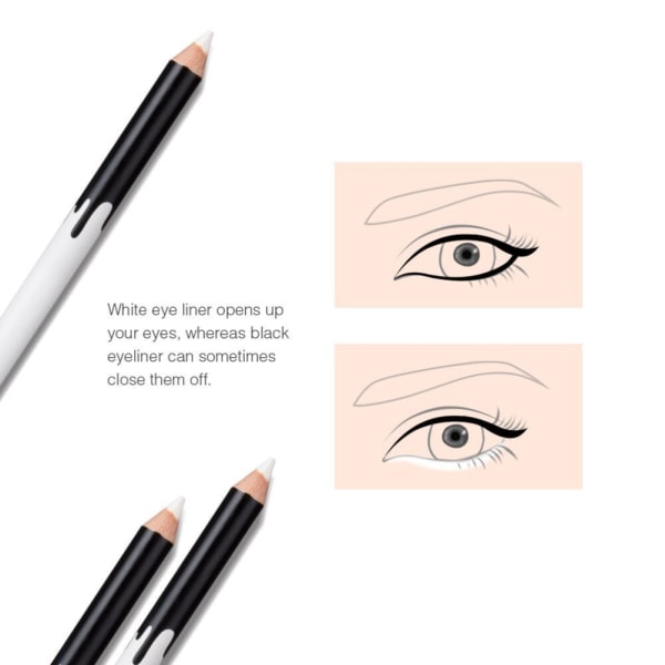 Vit eyeliner Långvarig och vattentät eyeliner-penna som inte blommar Liggande silkesmaskpenna för proffs eller familj++/