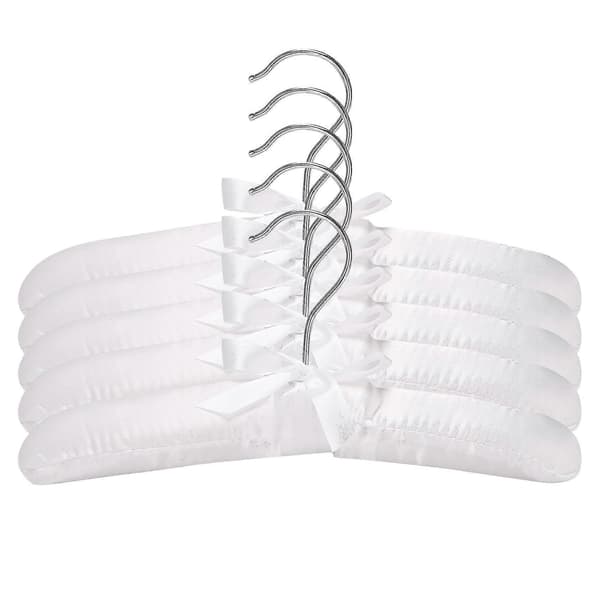 Luxury Satin Padded Children's Clothes Hanger 5 Pcs Hanger rdrobe Organizer--white