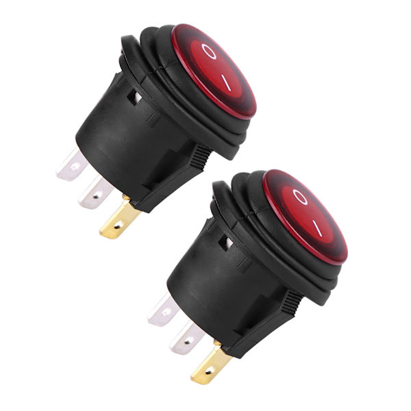 2 stk Røde LED Lys 12V/24V Universal 20A 3-polet Bil Auto Båd Rundt Tænd/Sluk Vippekontakt