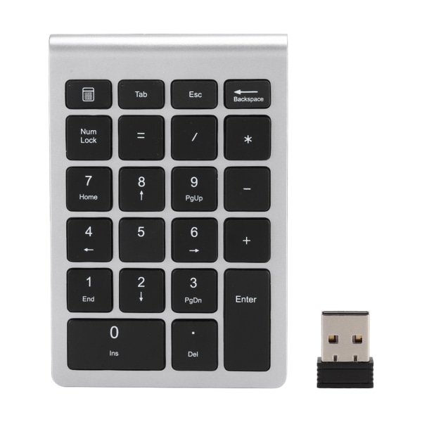 RF304 22 tangenter Numerisk tangentbord USB 2.4G trådlöst minitangentbord med mottagareSilver Svart ++