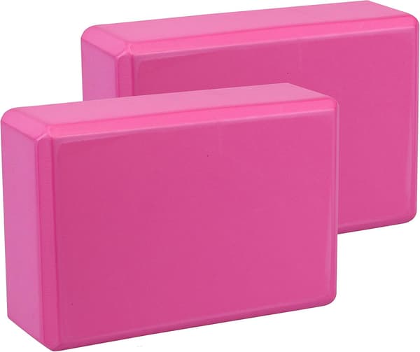 Yogablock 2 st gymnastikstenar - Bekväma yogablock, halkfria, lätta och resevänliga pilatesövningar Pink