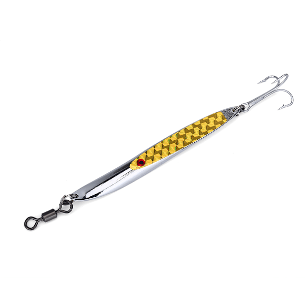 Uistimet Sekvenssit Metalli Bass Hard Spoon Bait Jig Lure Teko-koukku (Keltainen 84g)