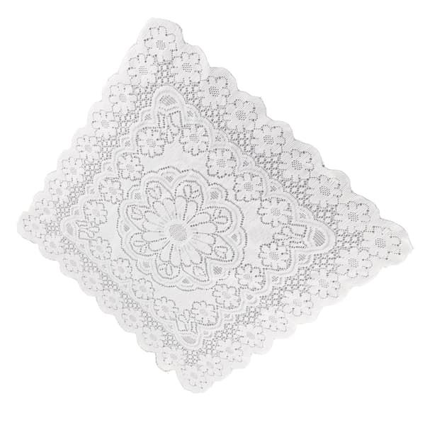 【BEMS】Lace Tablecloth Hollow Pattern Soft Comfortable Simple Lace Decorative Background Cloth Compatible with Home Cafe White Lace 60x60cm