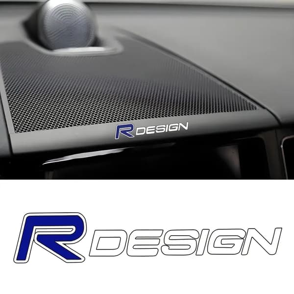 Emblem, R-Design, 1 x 5 cm R blå + DESIGN vita bokstäver 2-pack till Volvo 2