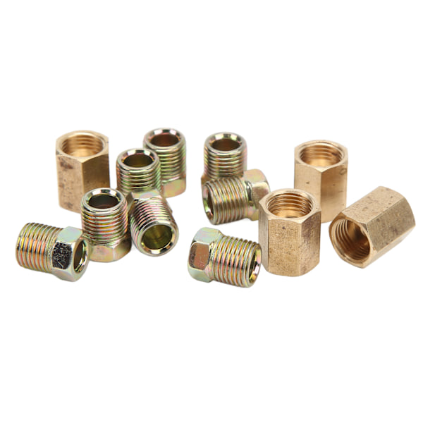 12 stk. 7/16in‑24 Gevind Bremserør Fittings Sortiment Messing Biltilbehør til 1/4 tommer Bremserør