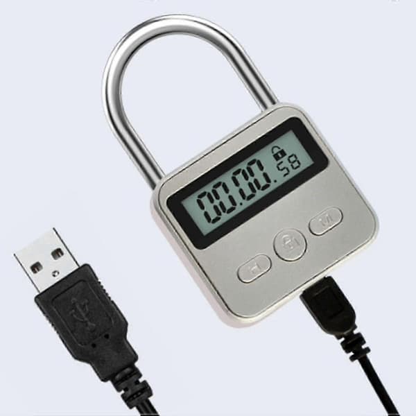 Metaltimerlås LCD-display Multifunktionel elektronisk tid 99 timer Maks. timing USB-genopladelig tid