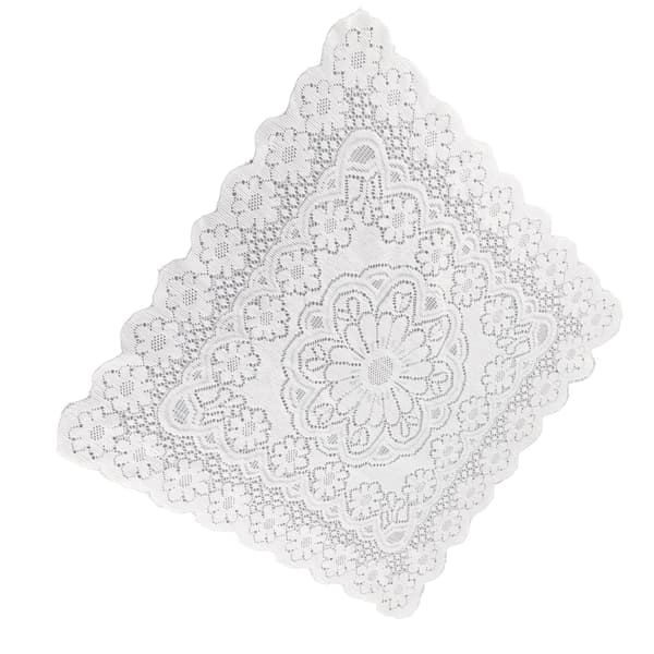 【BEMS】Lace Tablecloth Hollow Pattern Soft Comfortable Simple Lace Decorative Background Cloth Compatible with Home Cafe White Lace 60x60cm