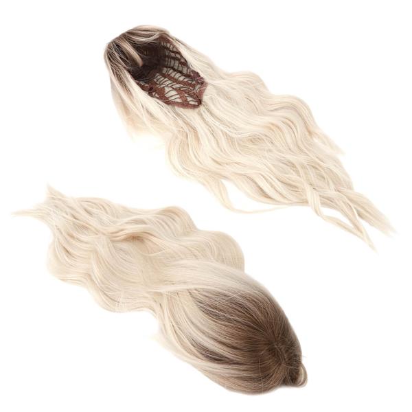 Gradient Blond Brun Lang Krøllet Paryk Kvinder Varmebestandig Syntetisk Paryk med Pandelok til Cosplay Fest