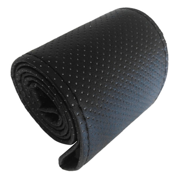 Universal bilrattskydd Handsömnad Perforerad mikrofiberläderrattkåpa för 38 cm diameter Svart