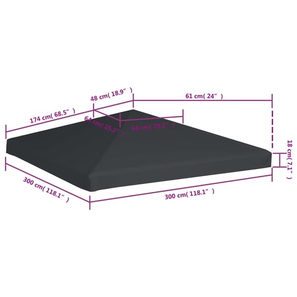 【BEMS】vidaXL Paviljongtak 310 g/m² 3x3 m grå grå gray