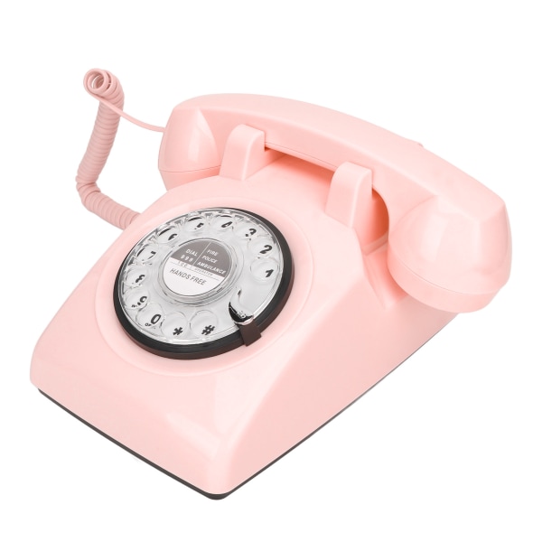 TIMH Retro Rotary Puhelin johdollinen vanhanaikainen vintage kotipuhelin mekaanisella soitto- ja kaiutintoiminnolla vaaleanpunainen