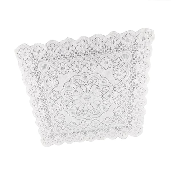 【BEMS】Lace Tablecloth Hollow Pattern Soft Comfortable Simple Lace Decorative Background Cloth Compatible with Home Cafe White Lace 60x60cm