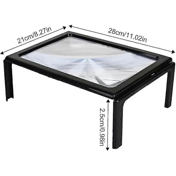Magnifying Glass for Reading, 3x Magnification A4 Rectangular Illuminated Magnifier with 4 Bright LED Lights Large Full Page Illuminated Magnifier