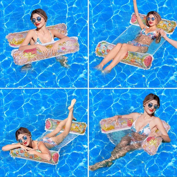 Vandhængekøje Badelegetøj Oppustelig Flydende Hængekøje Pool Flydeseng 4-i-1 Multifunktionelt Flydelegetøj Ultralet Bærbart Sammenfoldeligt