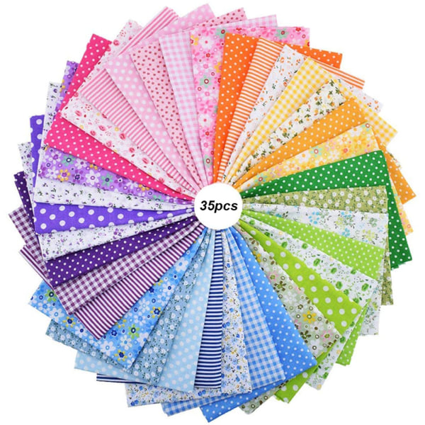 35 stk lyse farger bomullsstoff motetrykkstoff for patchwork Håndlaget symateriale