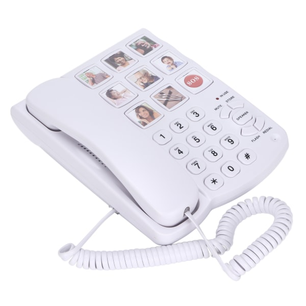 TIMH LD-858HF Telefon med stor knapp förstärkt fotominne Fast telefon med sladd för äldre äldre