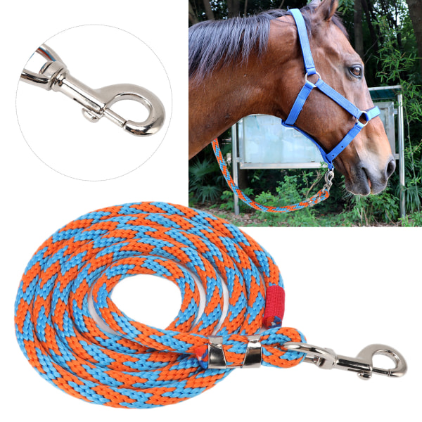 TIMH hestetau fortykket Bærbar, myk nylon kjæledyrbånd med legeringskrok for husdyrhunder 9,8 fot blå oransje