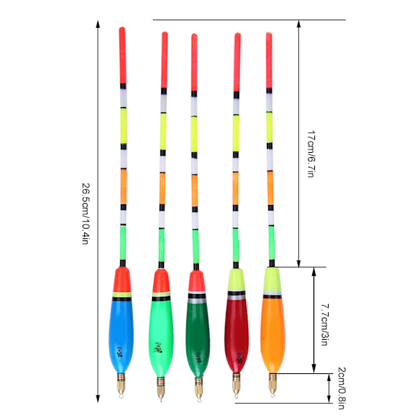 5 st Balsa Trä Fiske Floats Bobber Betesindikator Fiskeutrustning (6+2g)