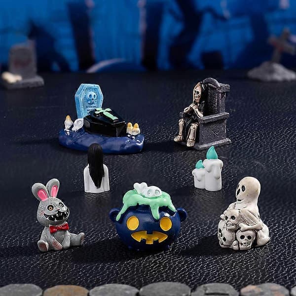 Søde Halloween Mikro Landskab Miniaturefigurer Harpiks Håndværk Mini Fe Havepynt Sød Græskar Spøgelse Dekoration A2