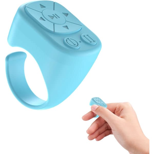 TikTok Ring Remote Control - Bluetooth Remote Control Compatible with iPhone and iPad, Camera Button, Video and Music, Compatible with iOS and Android Blue blue