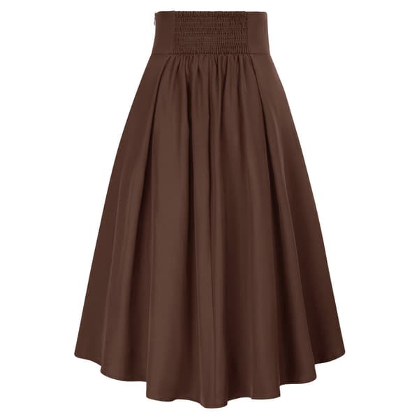 Dam Goth Steampunk Kjol Hög Midja Pirat Midi A-linjekjol Brun Brown 2XL
