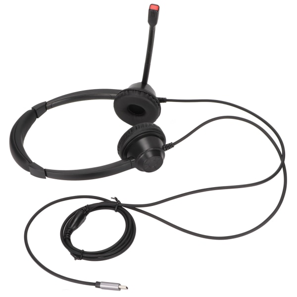 Type C Telefon Headset Støjreducerende Binaural Call Center-hovedtelefon med mikrofon til kundeservicekontor ++