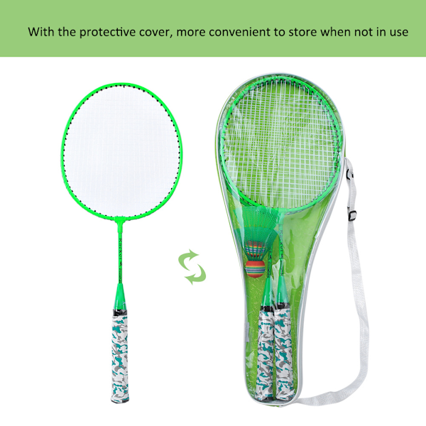 Badmintonracket för barn med 2 bollar Set Utomhus Sport Spel Barn Pojkar Flickor Leksak Fluorescerande Grön